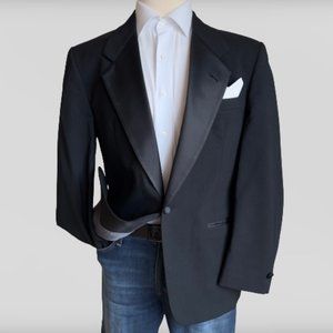 Vintage CHRISTIAN DIOR Mens Tuxedo Blazer Jacket 42R Wool Black